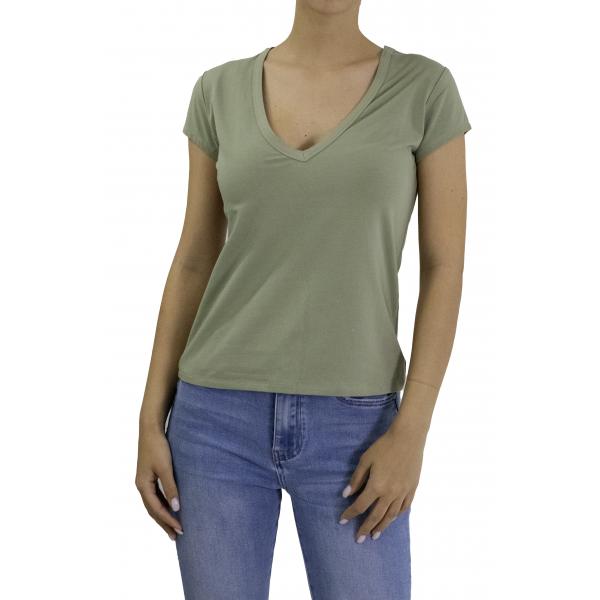 T shirt scollo a V tinta unita 